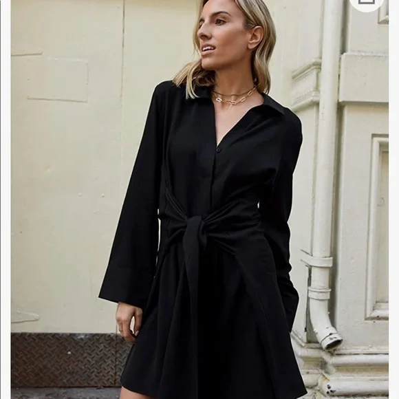 Lisadnyc The Drop Ladies Black Asymmetrical Tie Up Dress Small S - Picture 7 of 7